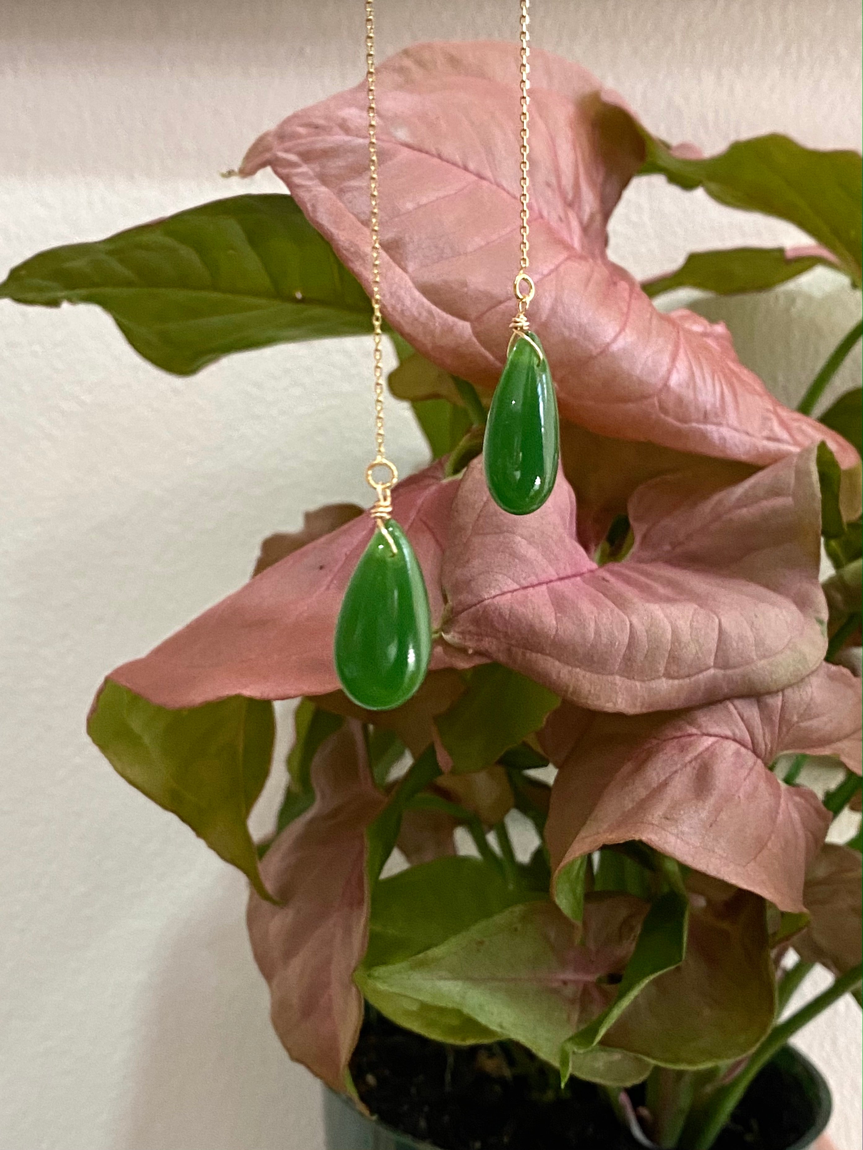Waterdrop — Lab jade drop earrings - seree