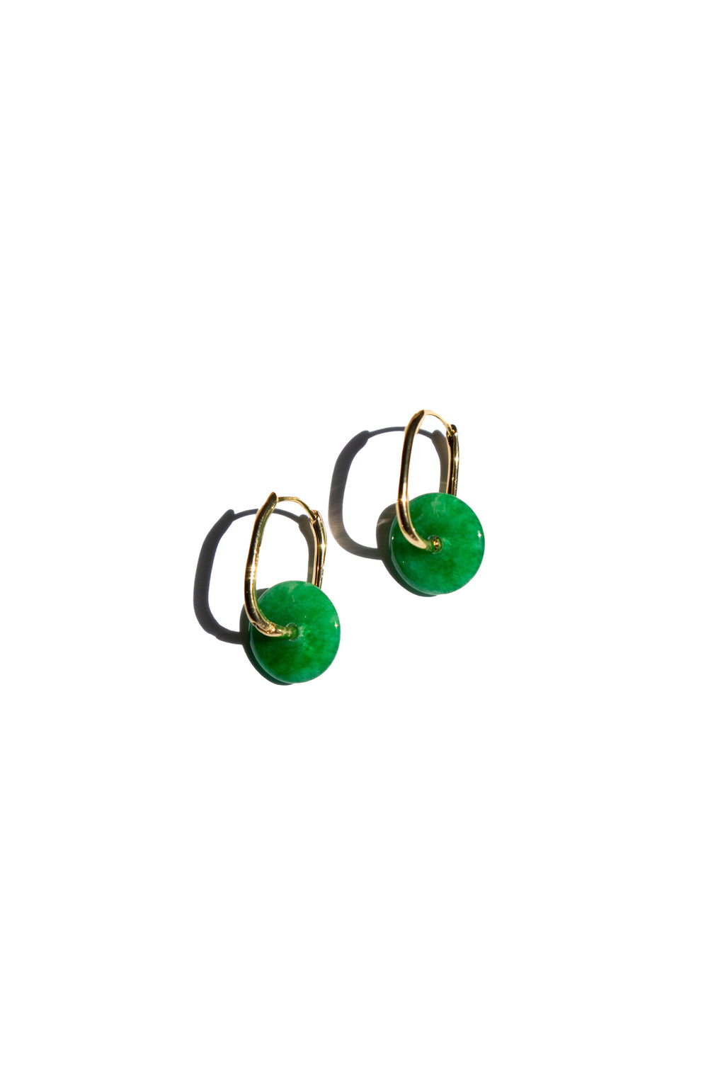 Willow — Green jade stone hoop earrings