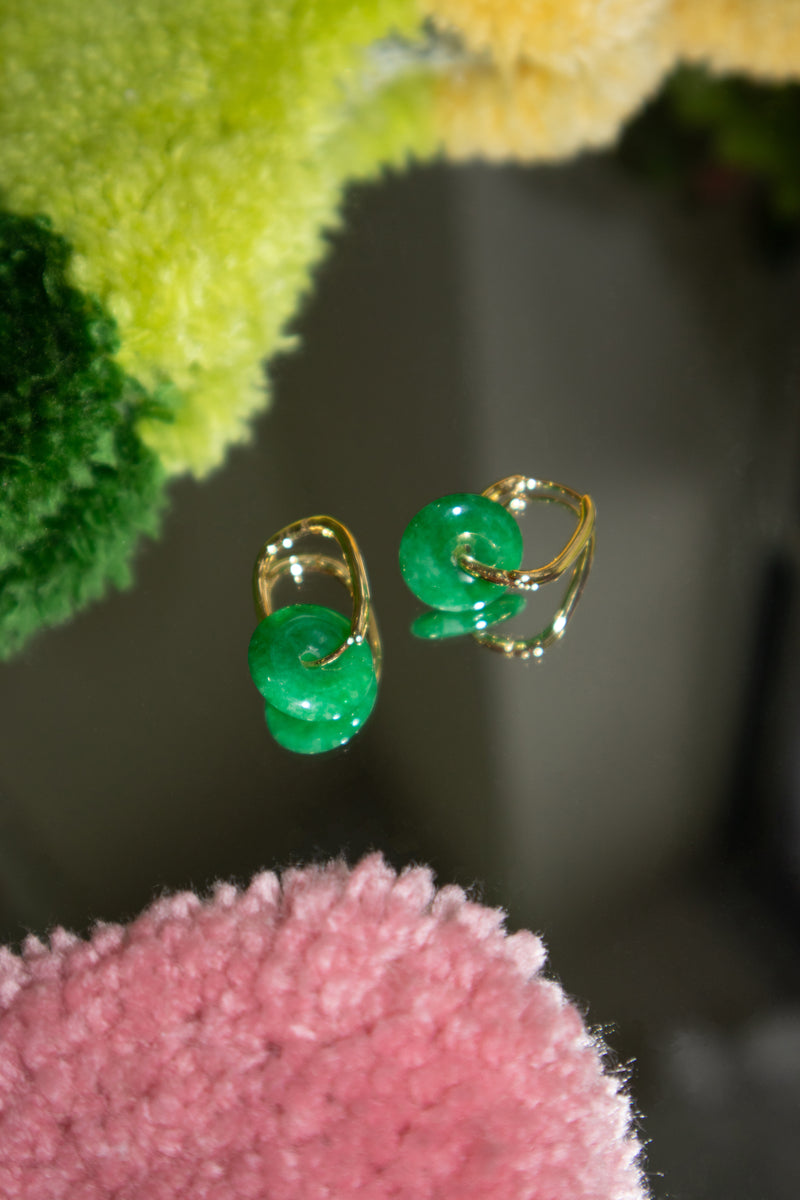 New Age Design Green Stone And Gold Earrings - The Fine World – The  Fineworld