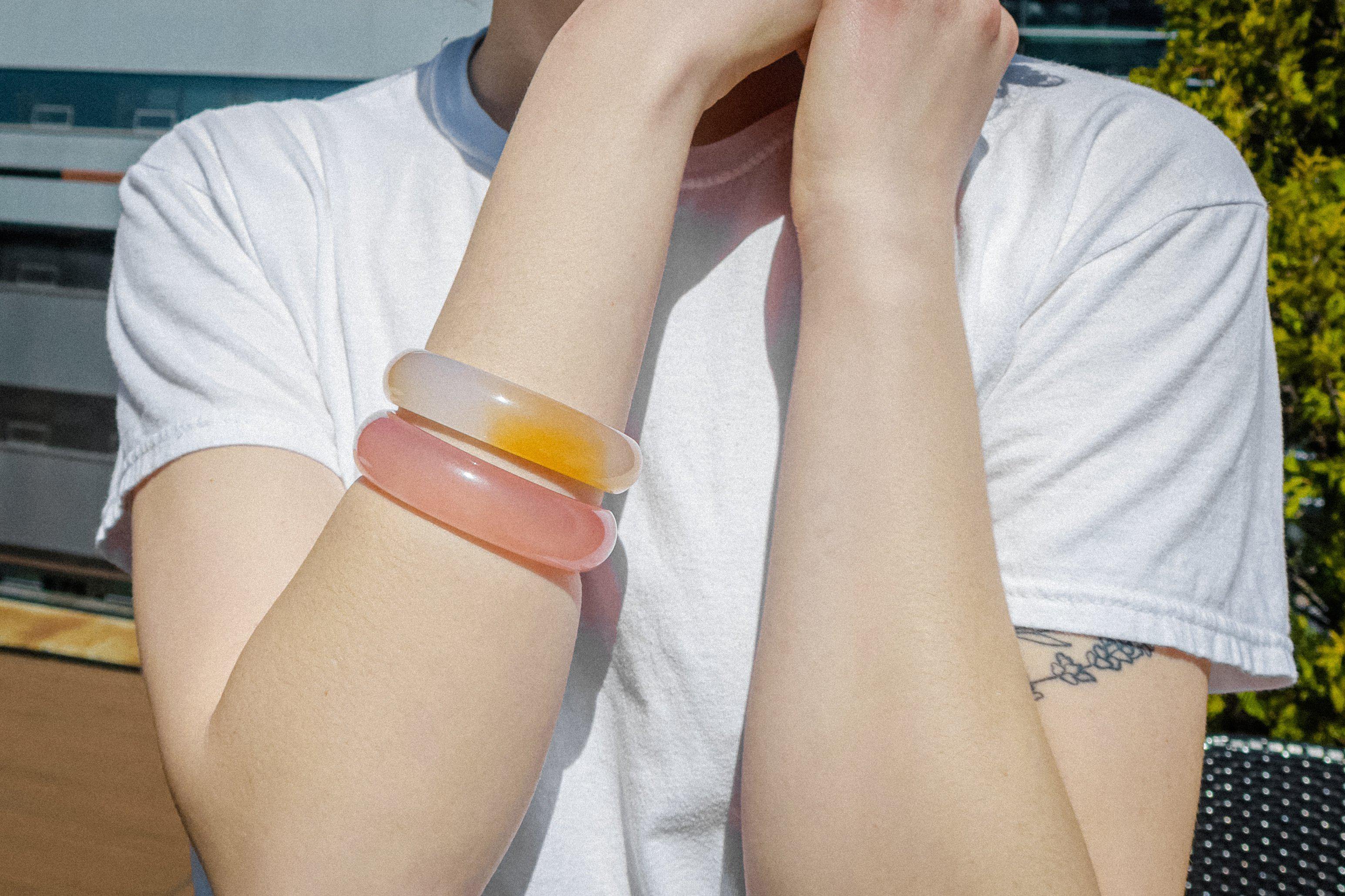 Silk collection | Blush — Pink jade stone bangle - seree