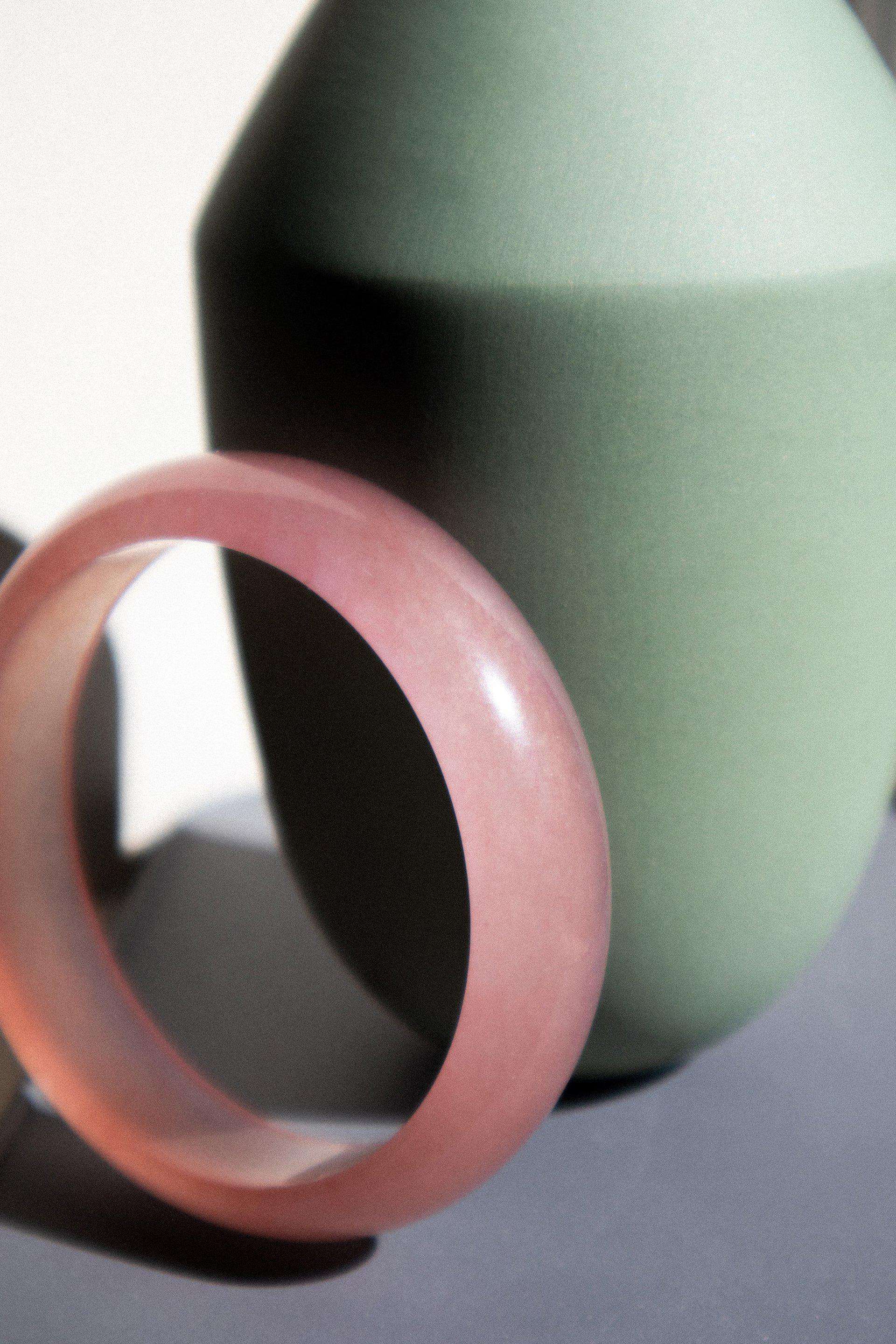 seree Silk Collection Blush Pink Jade Stone Bangle Pink Xs