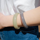 Smoke — Opaque green jade stone bangle - seree