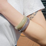 Smoke — Opaque green jade stone bangle - seree
