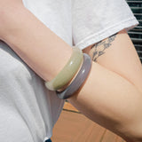 Smoke — Opaque green jade stone bangle - seree
