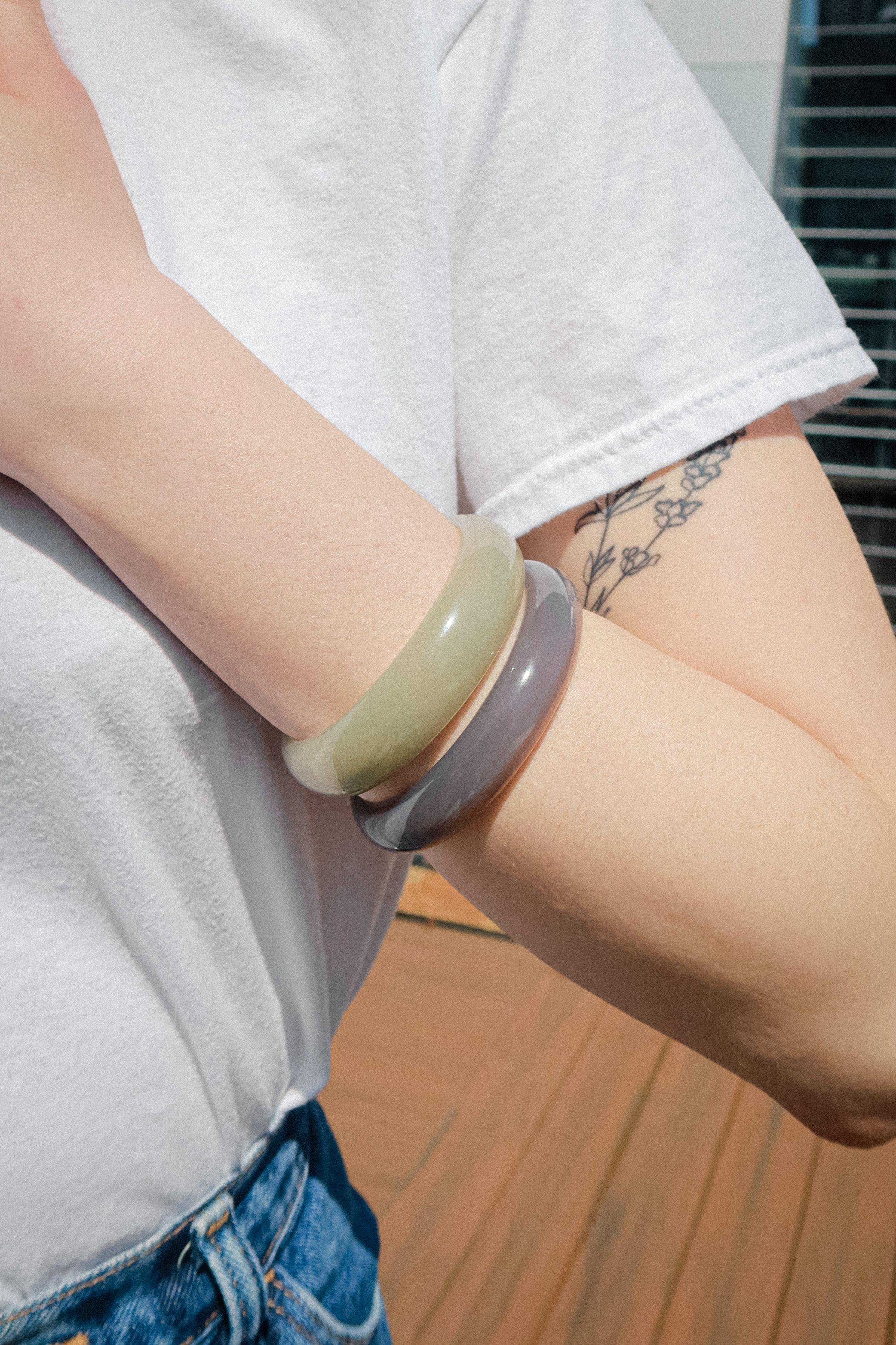 Smoke — Opaque green jade stone bangle - seree