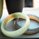 Smoke — Opaque green jade stone bangle - seree